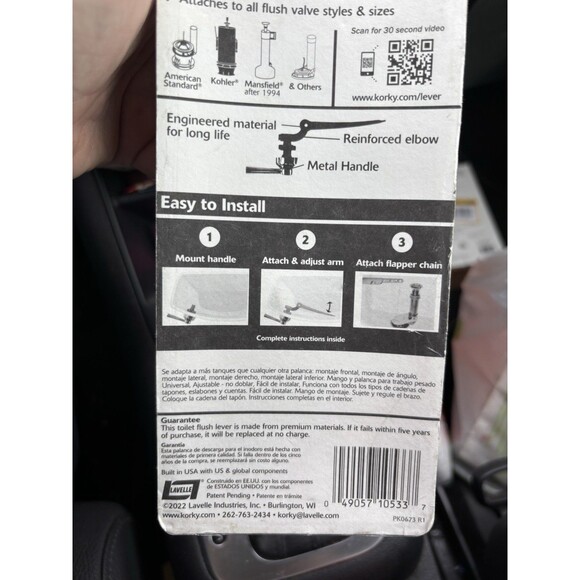 Toilet Handle Lever Matte Black Universal Fit Adjustable Flush Lever Flappers - Picture 3 of 9